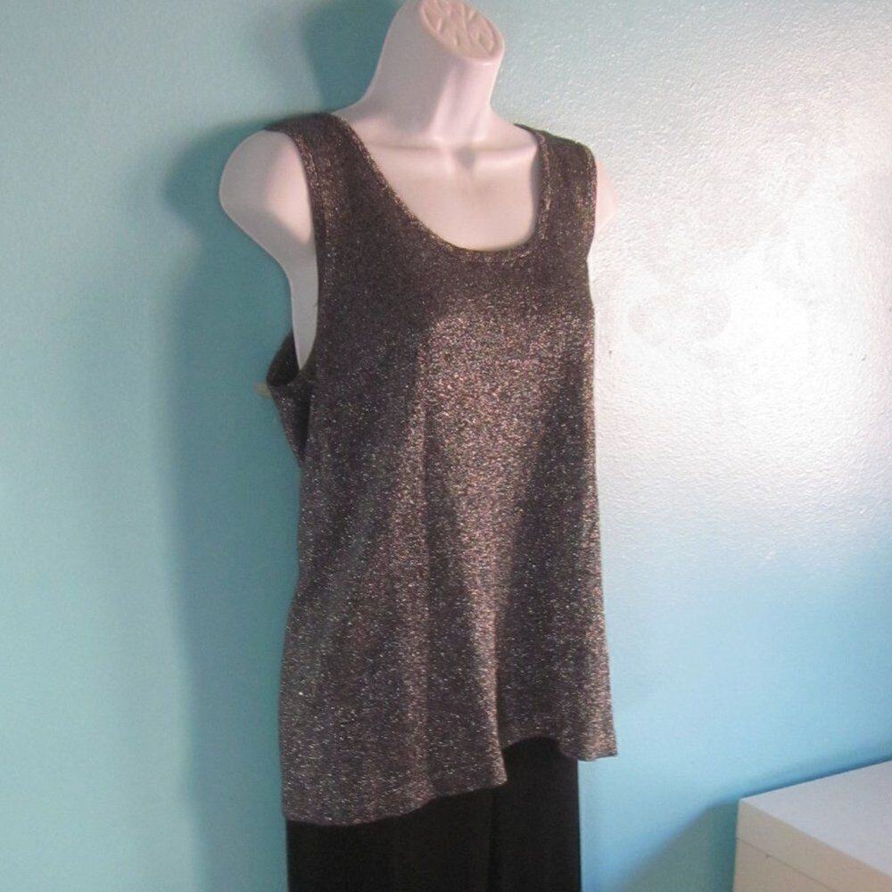 I. Magnin Sadimara Womens Size M 1980's Vintage Black Sparkle Knit Tank Top